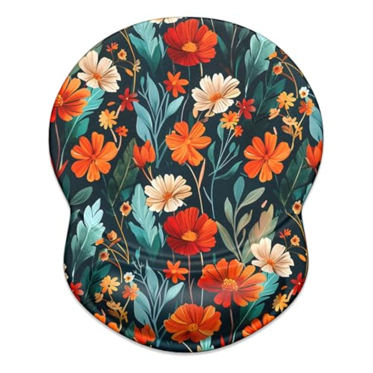 Ergonomic Mouse Pad With Gel Wrist Support Small Wrist Rest Smooth Surface Non-Slip Pu Base Comfortable Office Supplies Pain Relief, 8.7 X 7.2 Inches, Beautiful Flowers