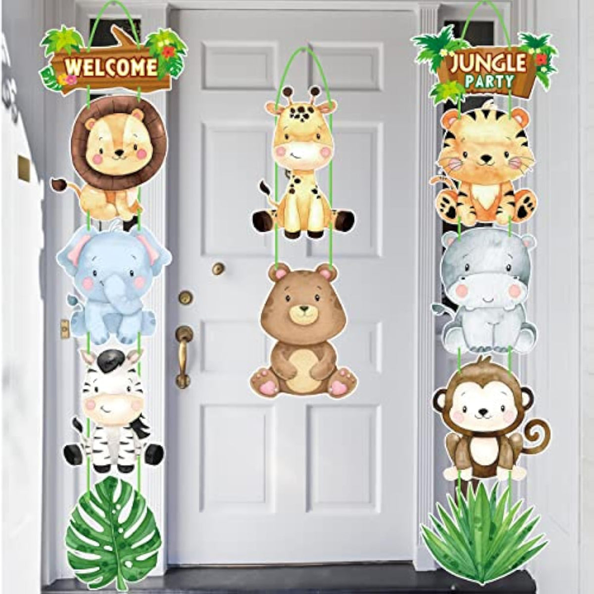 Jungle Safari Animal Party Decorations Welcome Jungle Party Door Signs Safari Theme Cutouts Banners For Wild One Birthday Party Baby Shower Supplies