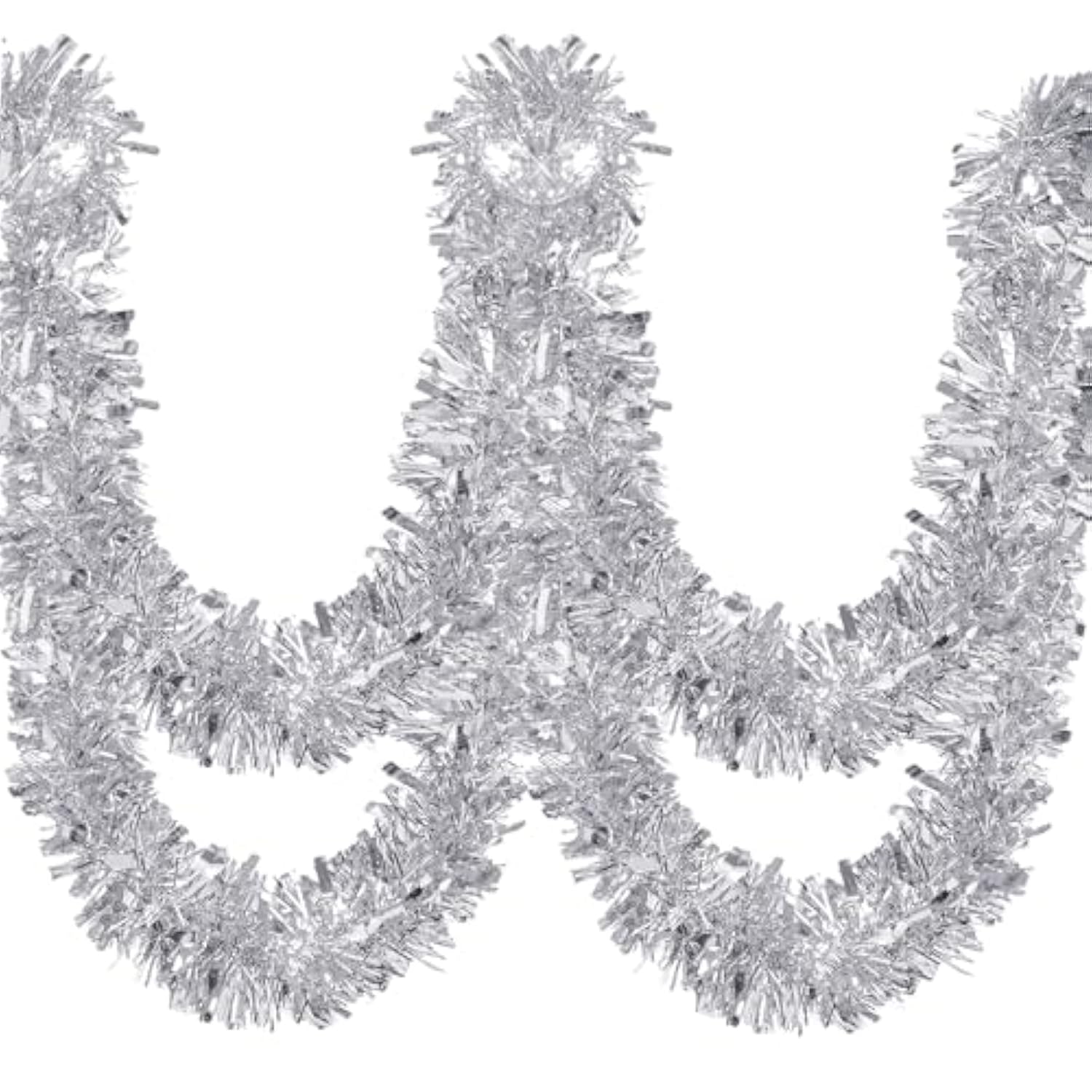 150 Feet Christmas Tinsel Garland Metallic Twist Garland Shiny Hanging String Ornaments For Christmas Tree Party Supplies Indoor And Outdoor Decoration(Silver)