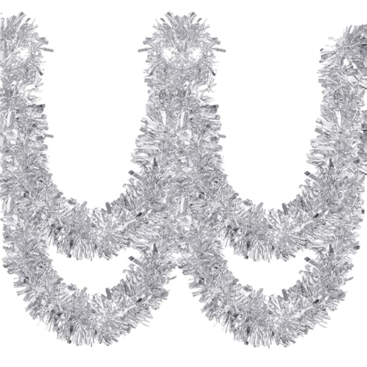 150 Feet Christmas Tinsel Garland Metallic Twist Garland Shiny Hanging String Ornaments For Christmas Tree Party Supplies Indoor And Outdoor Decoration(Silver)