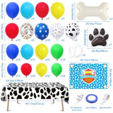 156Pcs Dog Paw Birthday Party Decorations Supplies For Boys Kids Teen, Blue Paw Print Balloon Arch Kit & Backdrop & Tablecloth & Dog Bone Foil Balloons, Puppy Theme Birthday Party Decorations