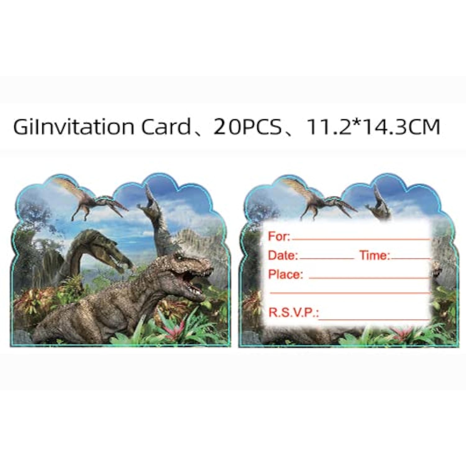 20Pcs Dinosaur Birthday Party Invitations,Dinosaur Invitations Birthday Party Supplies Decoration (Invitations4)