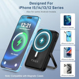 Wireless Portable Charger 10000Mah, Magnetic Power Bank With Built-In Cables Led Display,Mag-Safe Battery Pack With Stand 22.5W Pd Fast Charging For Iphone 16/15/14/13/12/Pro/Mini/Pro Max (Black)