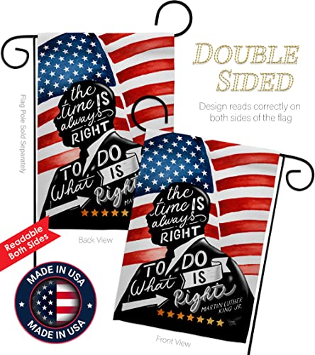Breeze Decor The Time is Always Right Garden Flag - Patriotic Martin Luther King Day MLK Civil Stars United State American - House Decoration Banner Small Yard Gift Double-Sided Made in USA 13 X 18.5