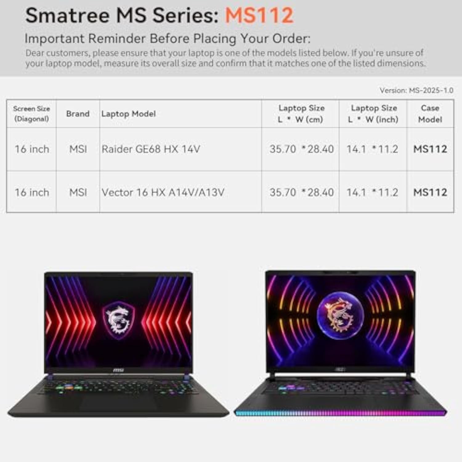Smatree MS112 Hard EVA Protective Sleeve Case with Stand Compatible for 16 inch MSI Raider GE68 HX 14V, MSI Vector 16 HX A14V/A13V, Slim and Anti-Shock Case Notebook Bag