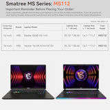 Smatree MS112 Hard EVA Protective Sleeve Case with Stand Compatible for 16 inch MSI Raider GE68 HX 14V, MSI Vector 16 HX A14V/A13V, Slim and Anti-Shock Case Notebook Bag