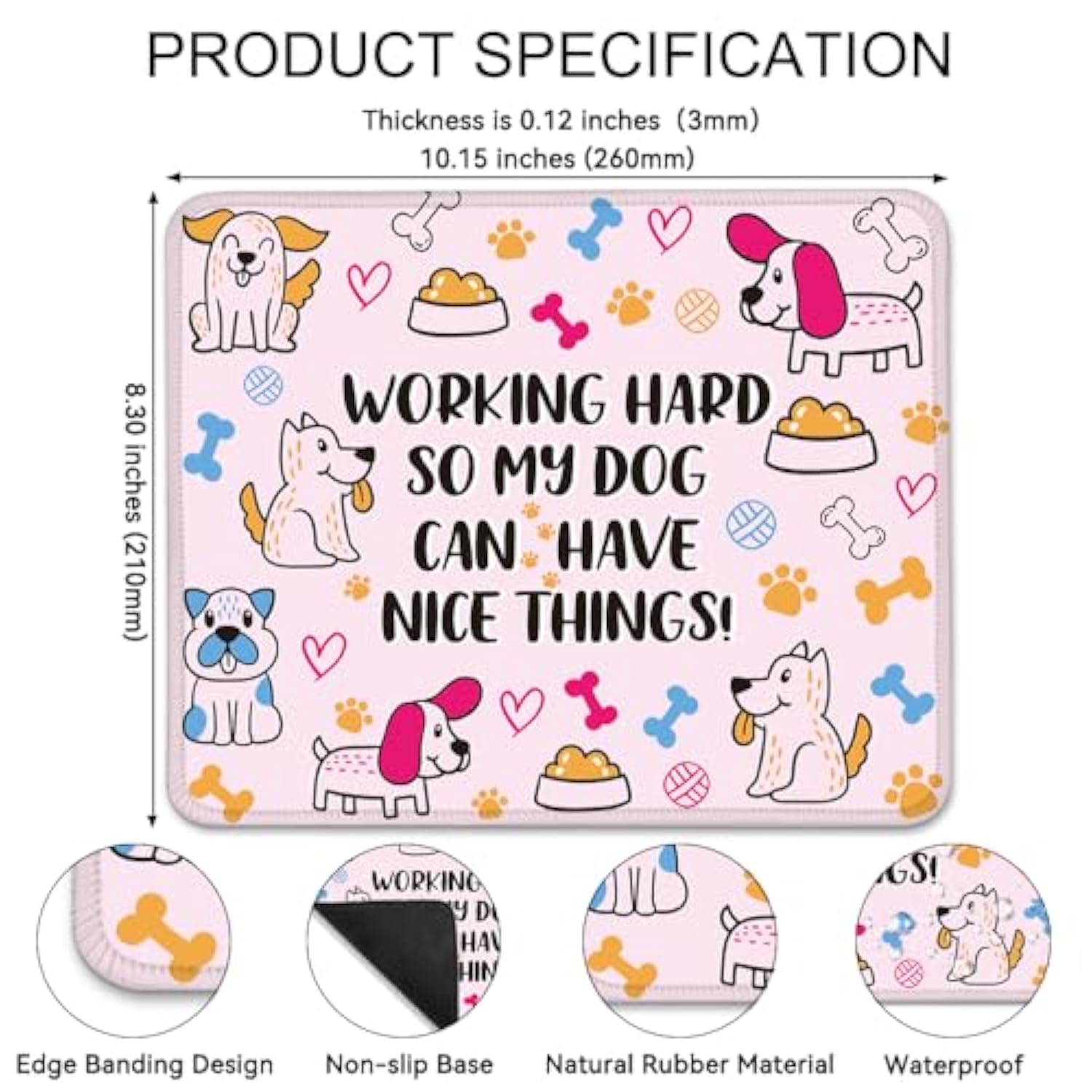 I Work Hard So My Dog Can Have Nice Things Funny Mouse Pad For Desk, Dog Lover Gifts, Cute Mousepad Gifts For Dog Mom Friend, Office Gifts For Colleagues Pet Lover, New Job Gifts For Intern