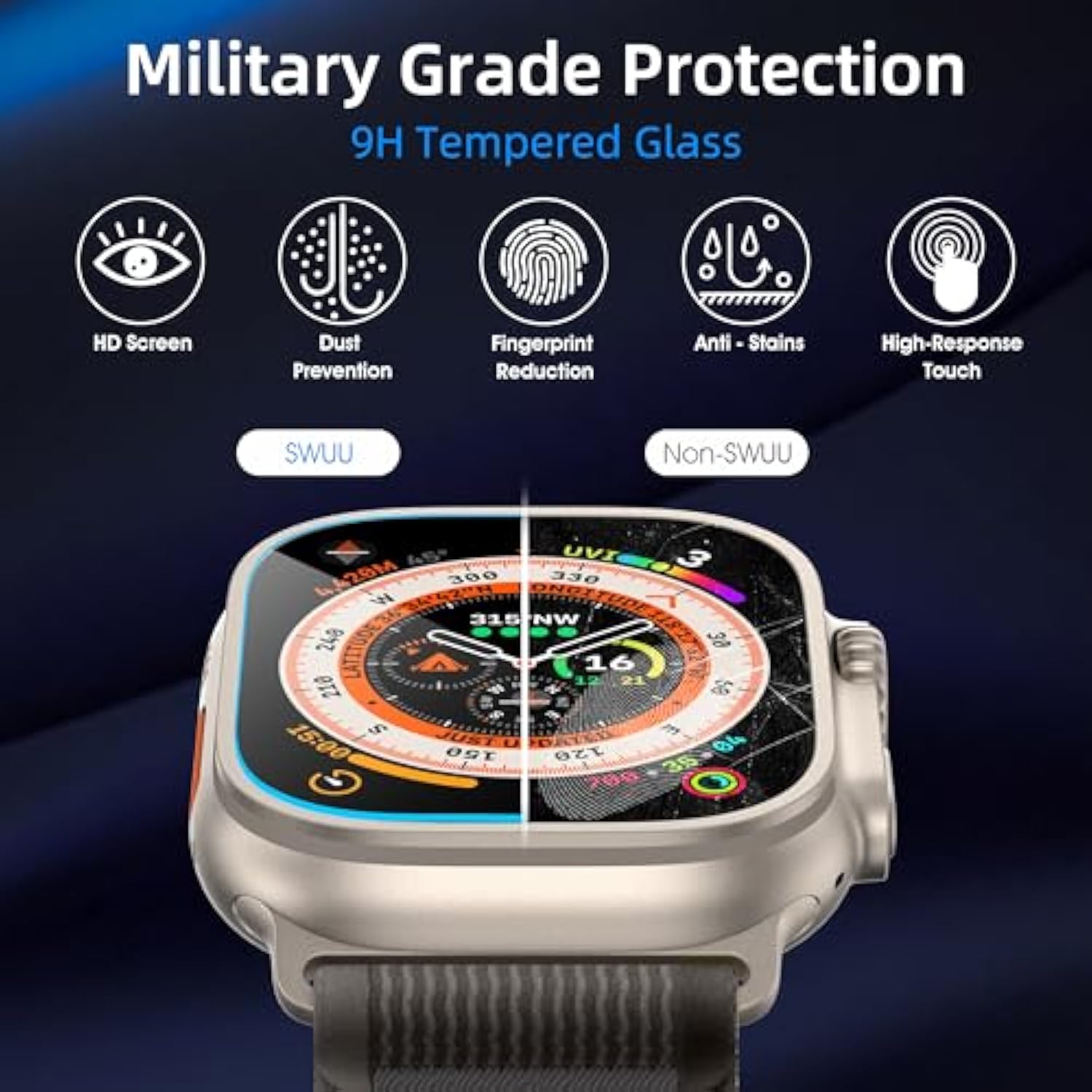 2 Pack Tempered Glass Screen Protector With Auto-Alignment Installation Frame Compatible With Watch Ultra 2 / Ultra Screen Protector 49Mm, Waterproof Hd Film For Iwatch Ultra 49Mm Clear