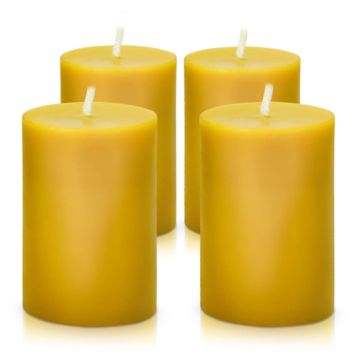 Natural Beeswax Pillar Candle 2X3 Inch Set Of 4, Dripless Smokeless Pure Brown Raw Beeswax Candle With Natural Scent For Prayer Home Relaxation,80 Hours Burning In Total