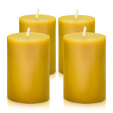 Natural Beeswax Pillar Candle 2X3 Inch Set Of 4, Dripless Smokeless Pure Brown Raw Beeswax Candle With Natural Scent For Prayer Home Relaxation,80 Hours Burning In Total