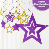 Purple Gold Birthday Party Decorations Supplies Happy Birthday Banner Honeycomb Balls Fringe Curtain Foil Balloons Hanging Swirls Cake Topper Tablecloth Party Supplies For Women Girls