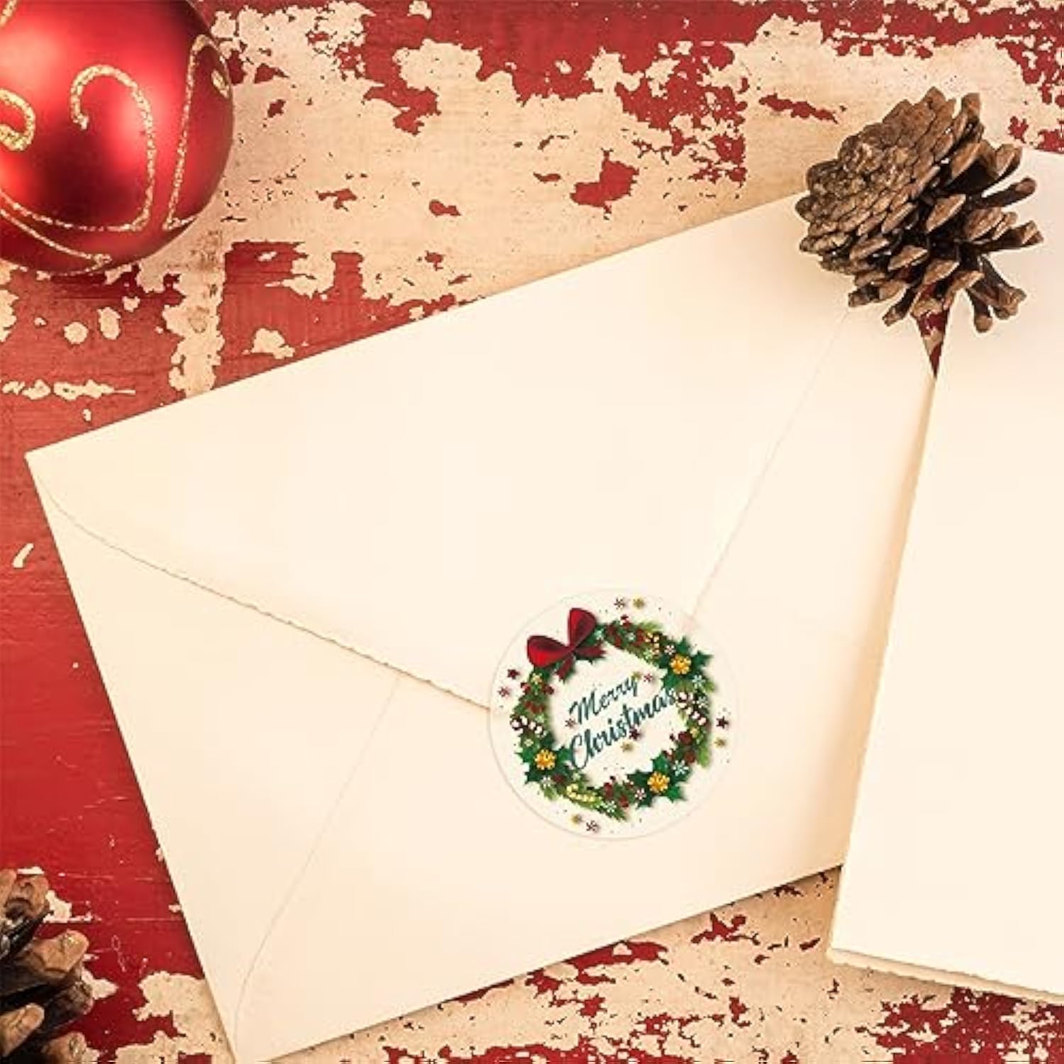 600Pcs Christmas Envelope Stickers, 1.5" Round Merry Christmas Stickers, 8 Winter Christmas Designs Decorative Envelope Seal Stickers, Card Gift Envelope Boxes