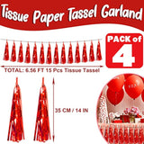 4pcs Red Foil Fringe Tassel Garland Metallic Streamers Party Decorations