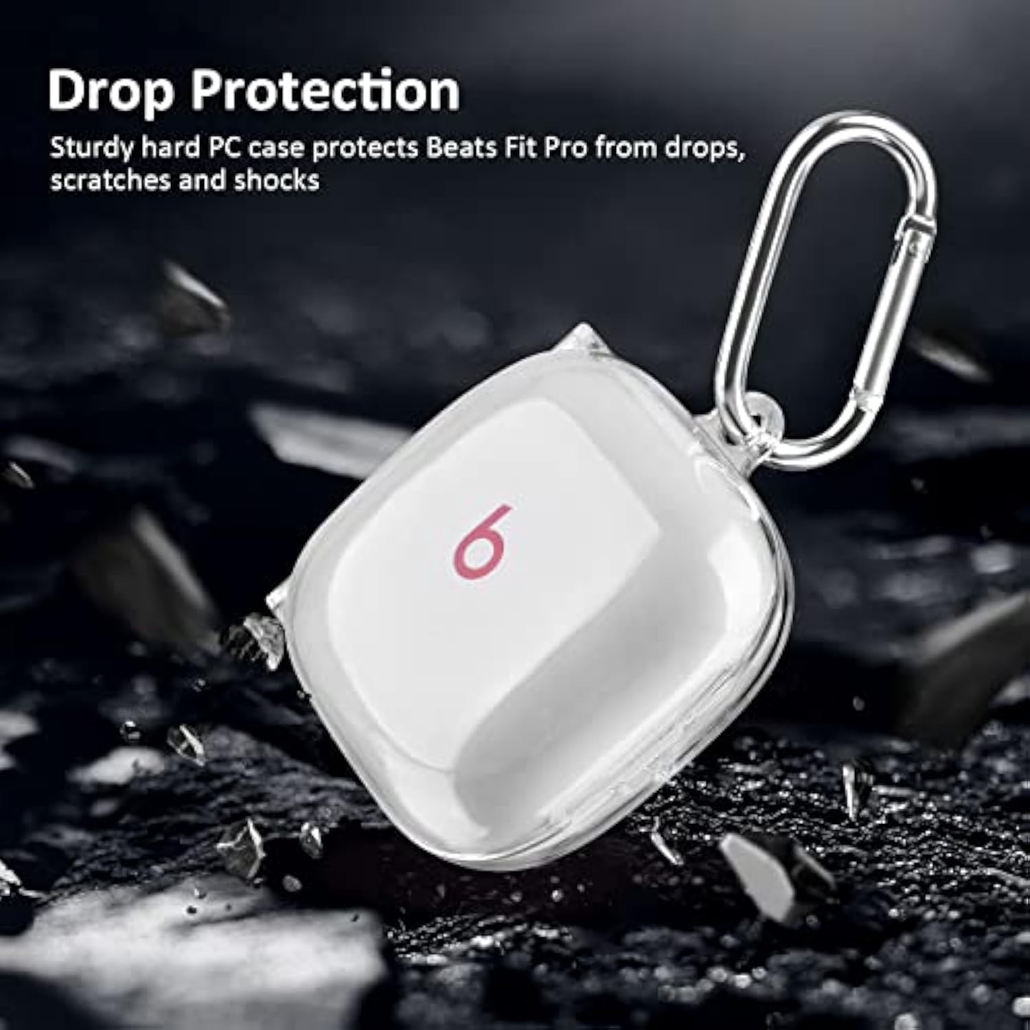 Compabitle With Beats Fit Pro Case Cover, Hard Case For Apple Beats Fit Pro 2021 Shockproof Protective Earbuds Case With Keychain Accessories For Men Women (Clear)