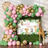 113pcs Sage Green Balloon Garland & Backdrop Safari Jungle Theme Party Decor