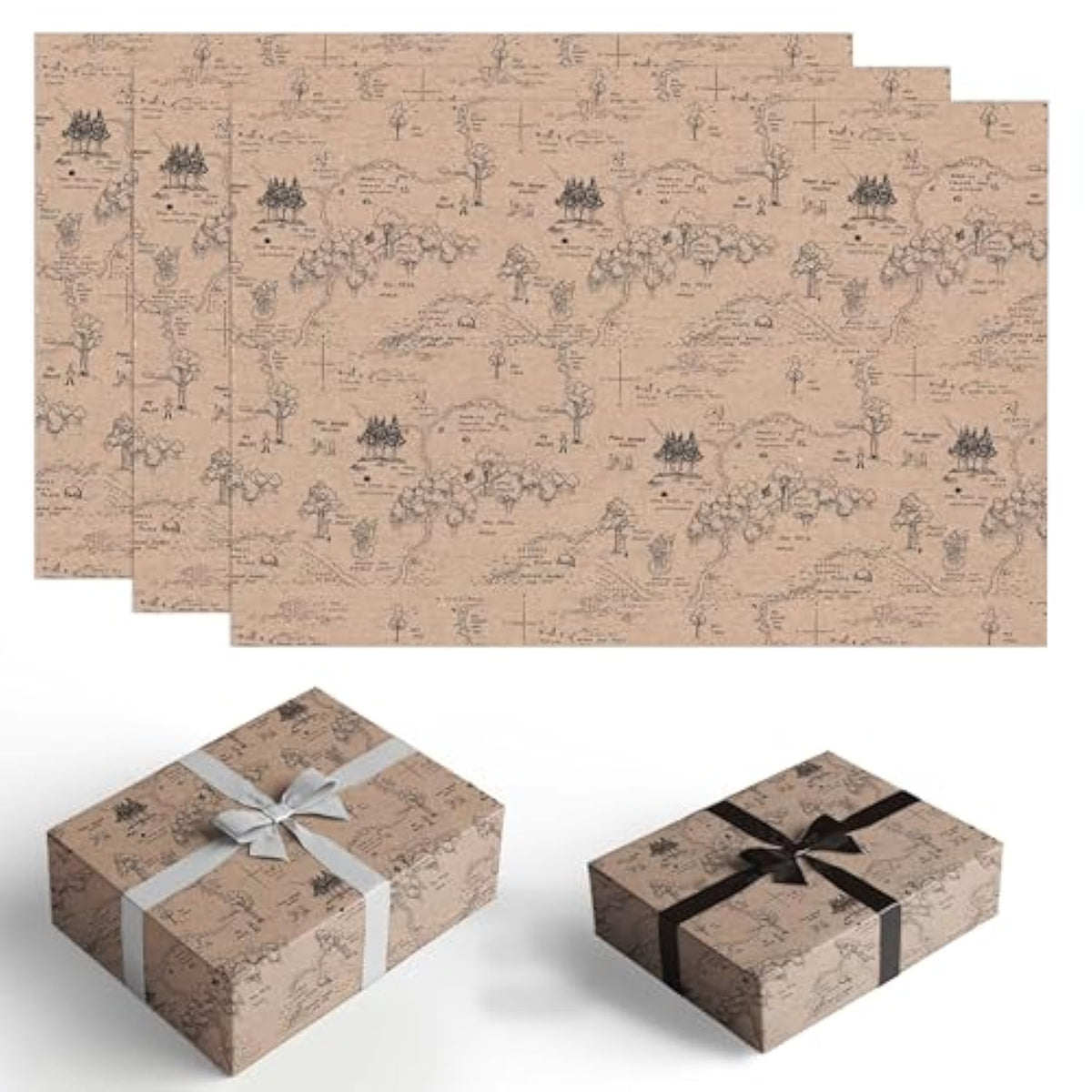 Winnie Wrapping Paper For Baby Shower, The Pooh Birthday Decoration, Winnie Gift Wrapping Paper,Winnie Baby Shower Decorations- 5 Pack (29.5 X 19.7In), Classic Bear Gift Wrap For Birthdays, White