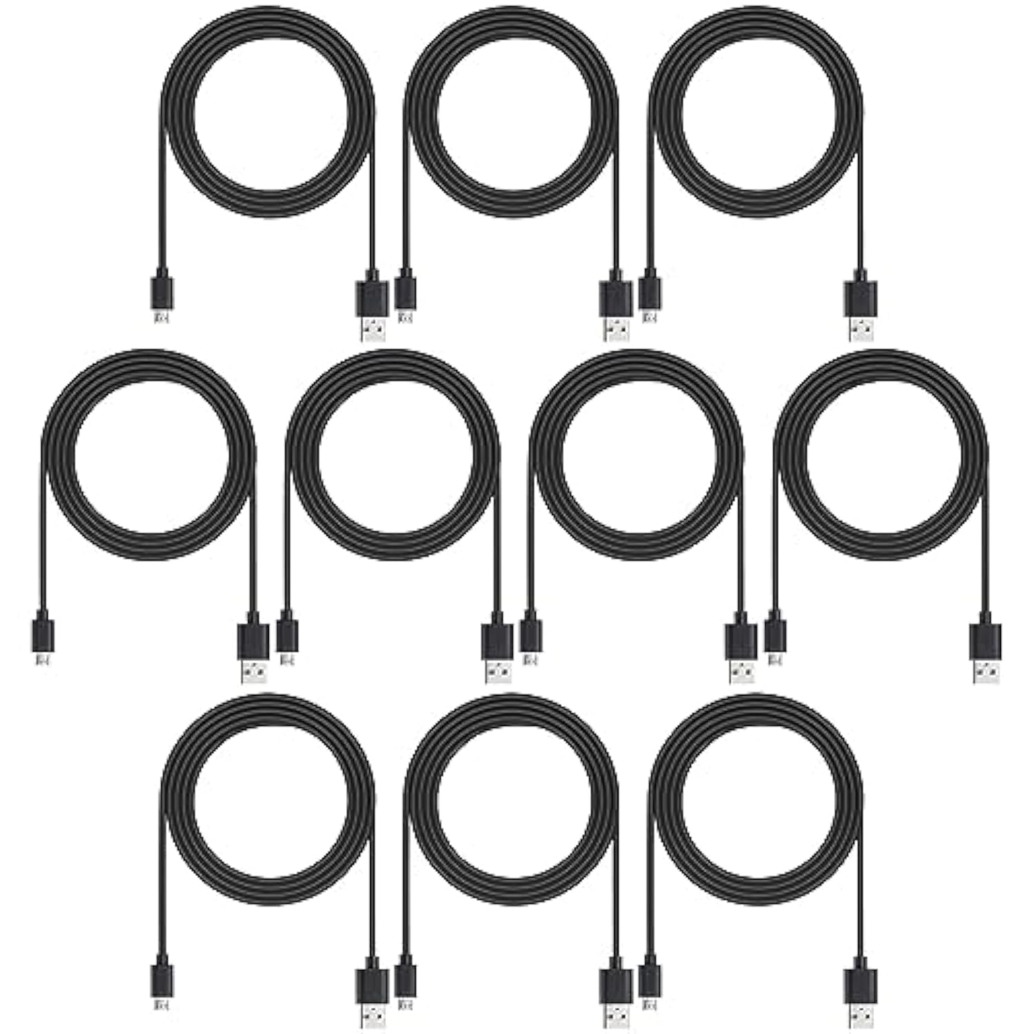 10-Pack 6ft Micro USB Charging Cables & Data Sync - USB-A to Micro USB Cable Bulk for Older Samsung/LG/Android Devices/Kindle, Black