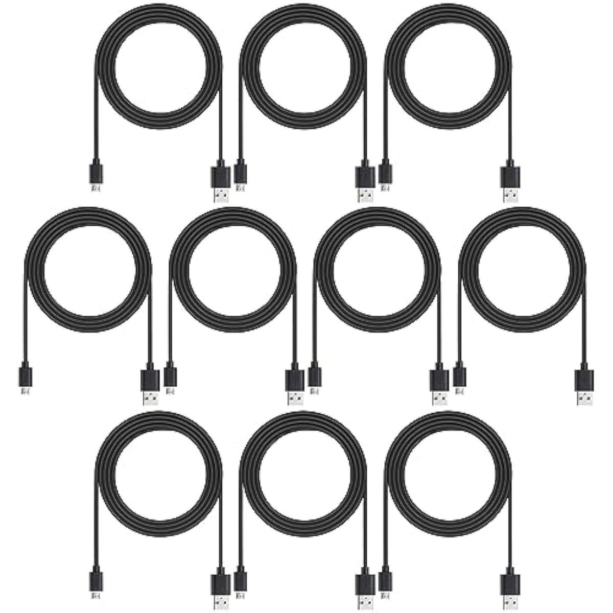 10-Pack 6ft Micro USB Charging Cables & Data Sync - USB-A to Micro USB Cable Bulk for Older Samsung/LG/Android Devices/Kindle, Black