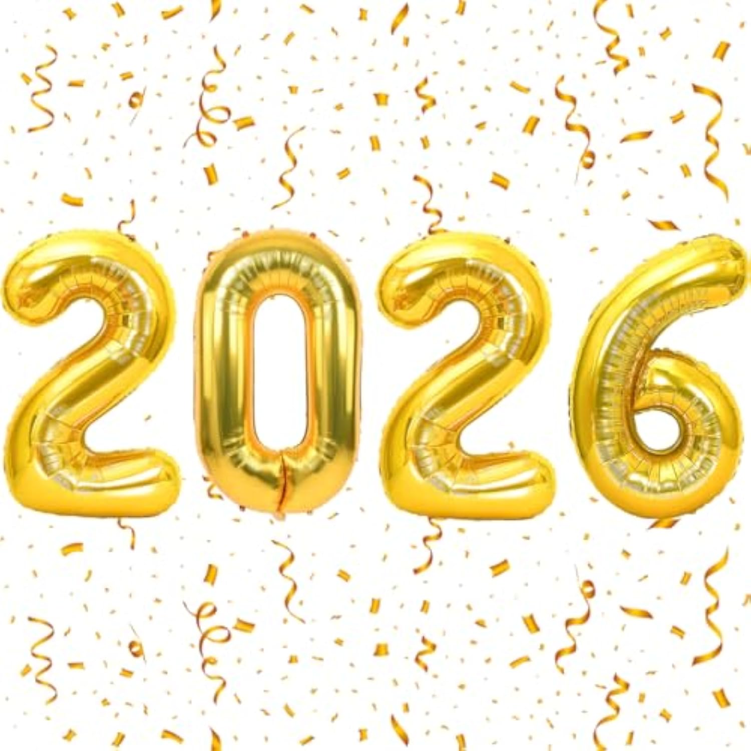 Gold 2026 Number Balloons for New Year, Graduation, and Party Decor
