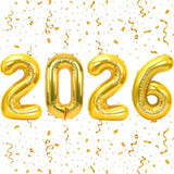 Gold 2026 Number Balloons for New Year, Graduation, and Party Decor