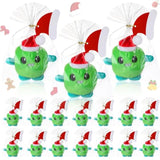 20 Packs Christmas Monster Plush Toys Set -Green Cute Stuffed Animal With Santa Hat, Small Plush Doll Gift Bags For Kids Stocking Stuffer Party Favor Classroom Exchange