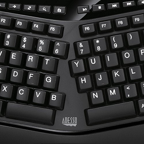 Akb-450Ub - Ergonomic Keyboard With Built-In Touchpad & Palm Rest For Comfort, Wired Usb, Multimedia Hotkeys, Split Keys Design - Compatible For Pc