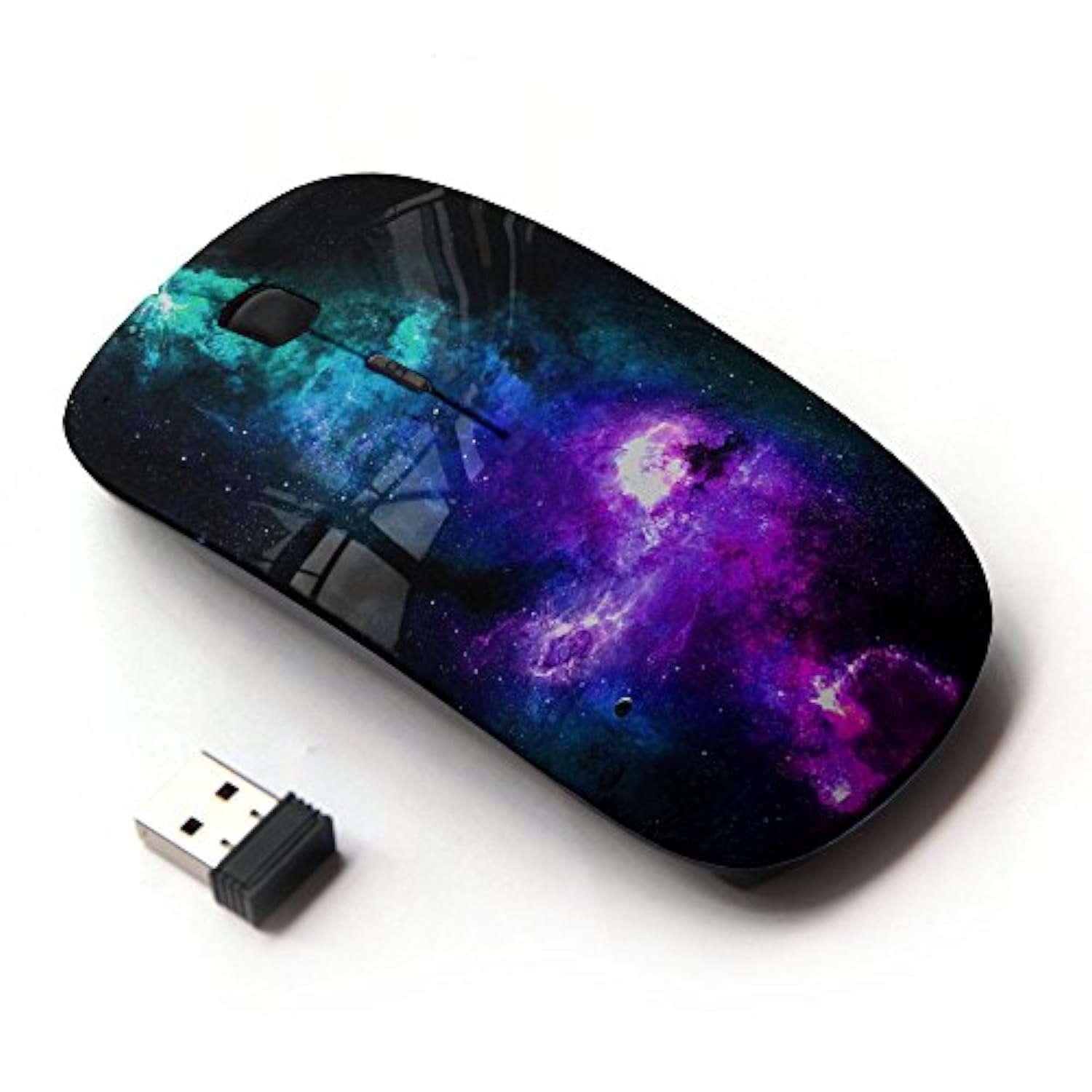 [ Optical 2.4G Wireless Mouse [ Neon Purple Blue Galaxy ]