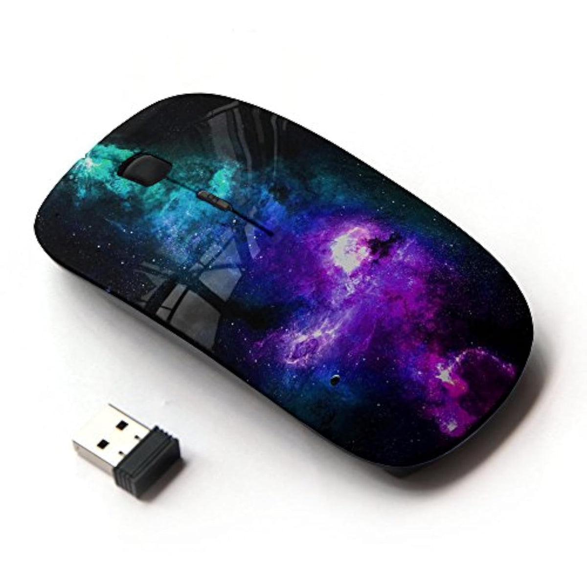 [ Optical 2.4G Wireless Mouse [ Neon Purple Blue Galaxy ]