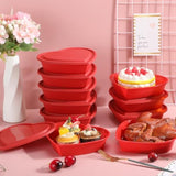 25 Pcs 22 Oz Valentine'S Day Heart Shaped Storage Containers With Lids Valentine Plastic Storage Charcuterie Boxes Red Heart Disposable Dessert Box For Kitchen Restaurant Fruit Vegetable Food