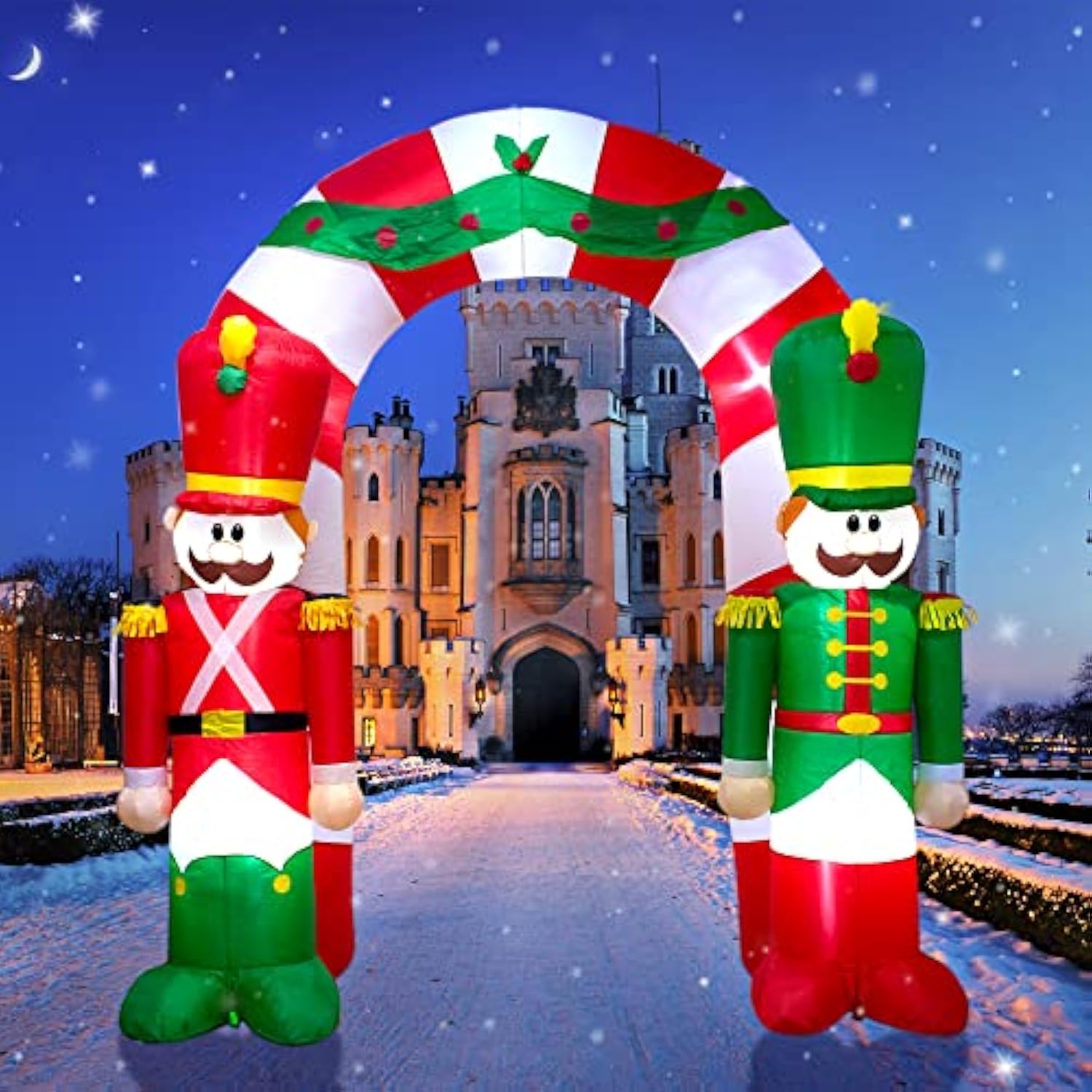 9Ft Christmas Inflatable Arch Outdoor Decoration Xmas Inflatable Nutcracker Soldier Archway Decoration With Lights Outdo