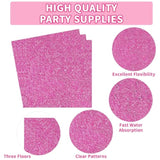 96PCS Hot Pink Party Supplies Set with Holographic Plates & Napkins for 24 Guests
