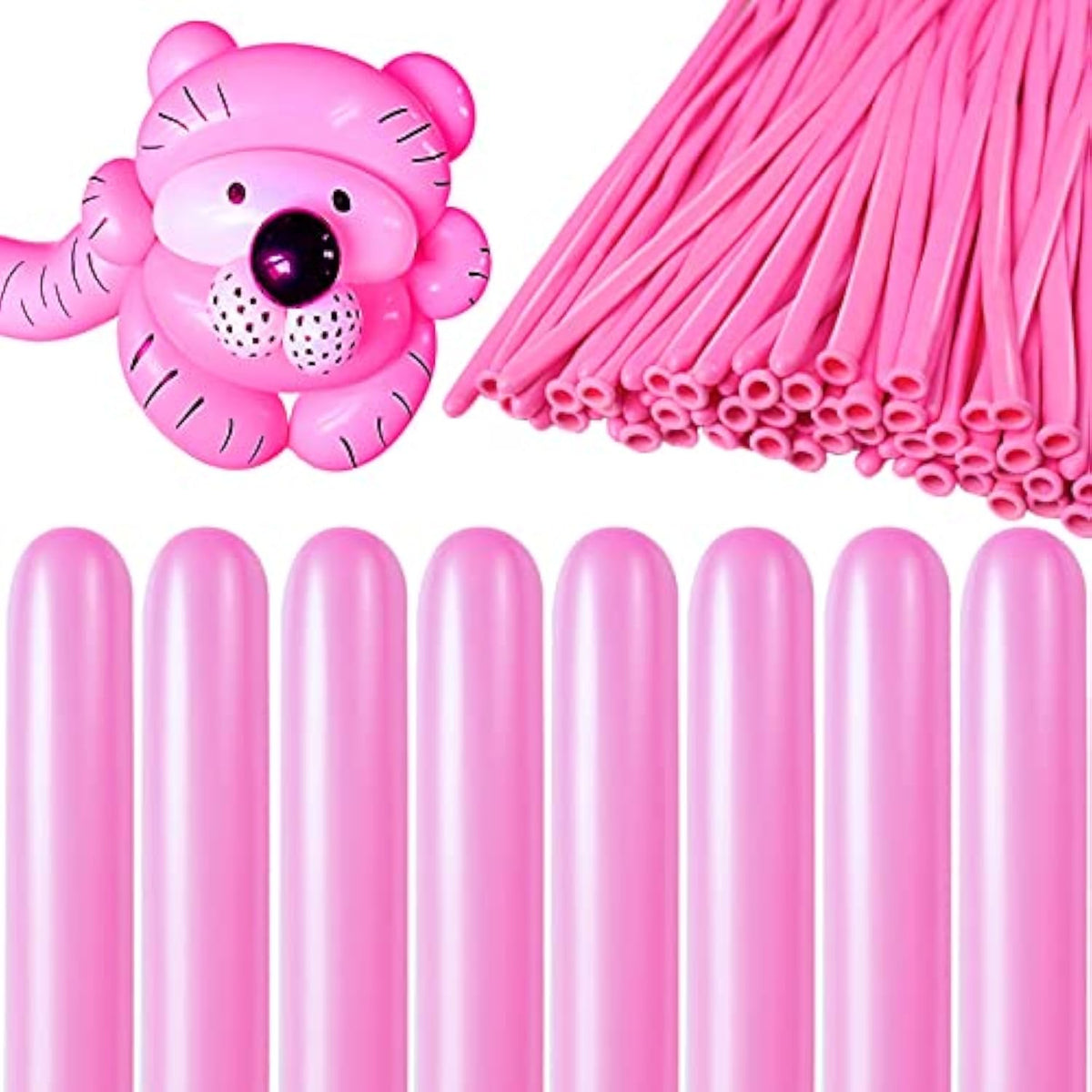 260 Pink Long Balloons For Balloon Garland Thickening Skinny Latex Twisting Animals Modeling Christmas Birthday Wedding Party Festival Decorations 100Pcs