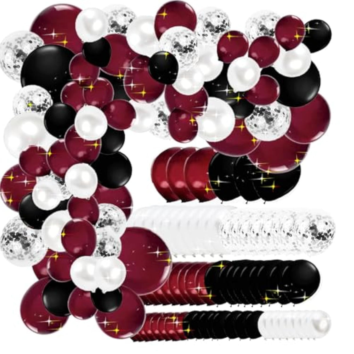 Graduation Decorations Maroon Black 2025/Burgundy Maroon White Graduation Party Decorations 2025 Burgundy Black Balloons 114Pcs Burgundy White Balloon Birthday Wedding