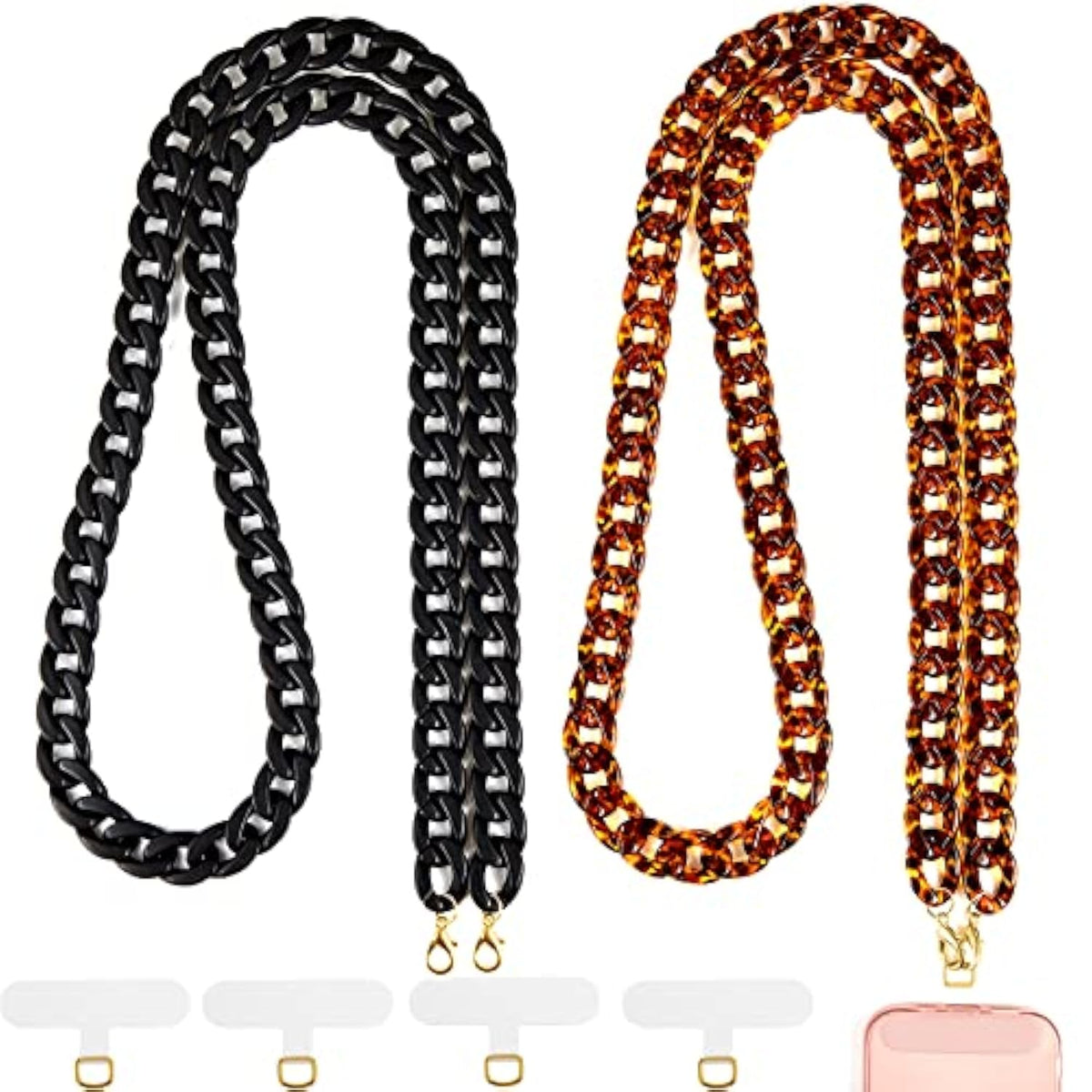 2 Pcs Crossbody Phone Lanyard Chain Charm Cell Phone Straps Compatible With Universal Cases 59 Inch(Black, Coffee)