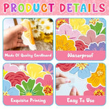 54Pcs Spring Summer Floral Paper Cutouts - Flower Cut-Outs For Spring Bulletin Board, Party Home Classroom Wall Decoration, Back To School Decor