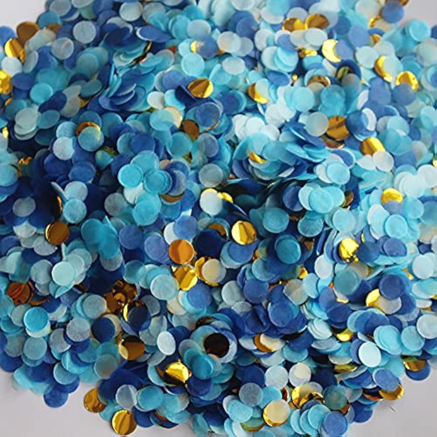 Small Circle Confetti 10mm Blue Gold 20g Pack for Party Decor