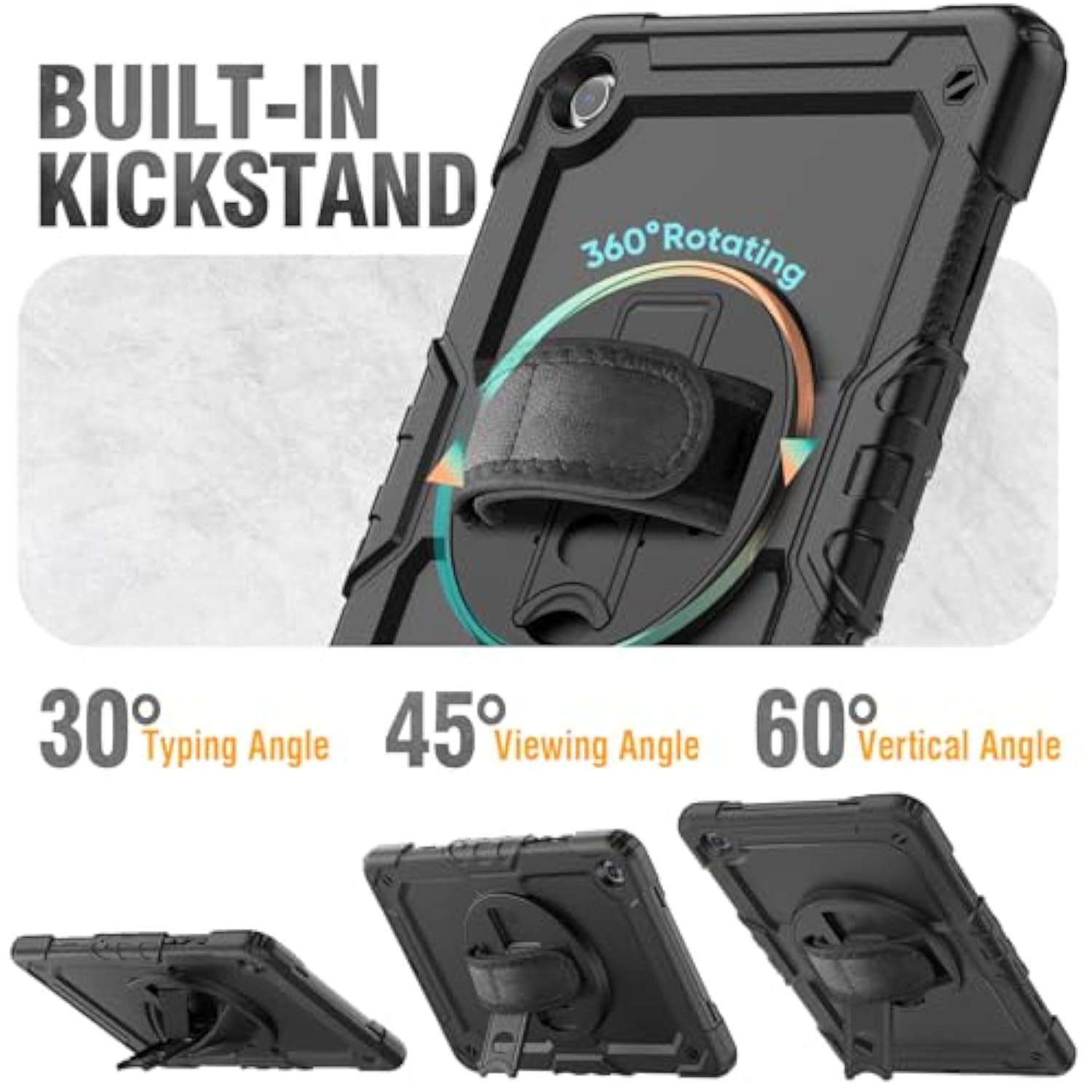 Case For Samsung Galaxy Tab A9+ Plus 11 Inch, Protective With Screen Protector/Hand Strap/Pen Holder, Sturdy Shockproof For Samsung A9 Plus Tablet Case Smx210 Smx216 Smx218 Black
