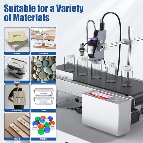 Js740 Inkjet Coding Machine With Mini Conveyor Belt, Automatic Online Inkjet Printer With 42Ml Original Quick-Drying Ink, Industrial Batch Code Printer Date/Barcode/Qr Code/Number/Label