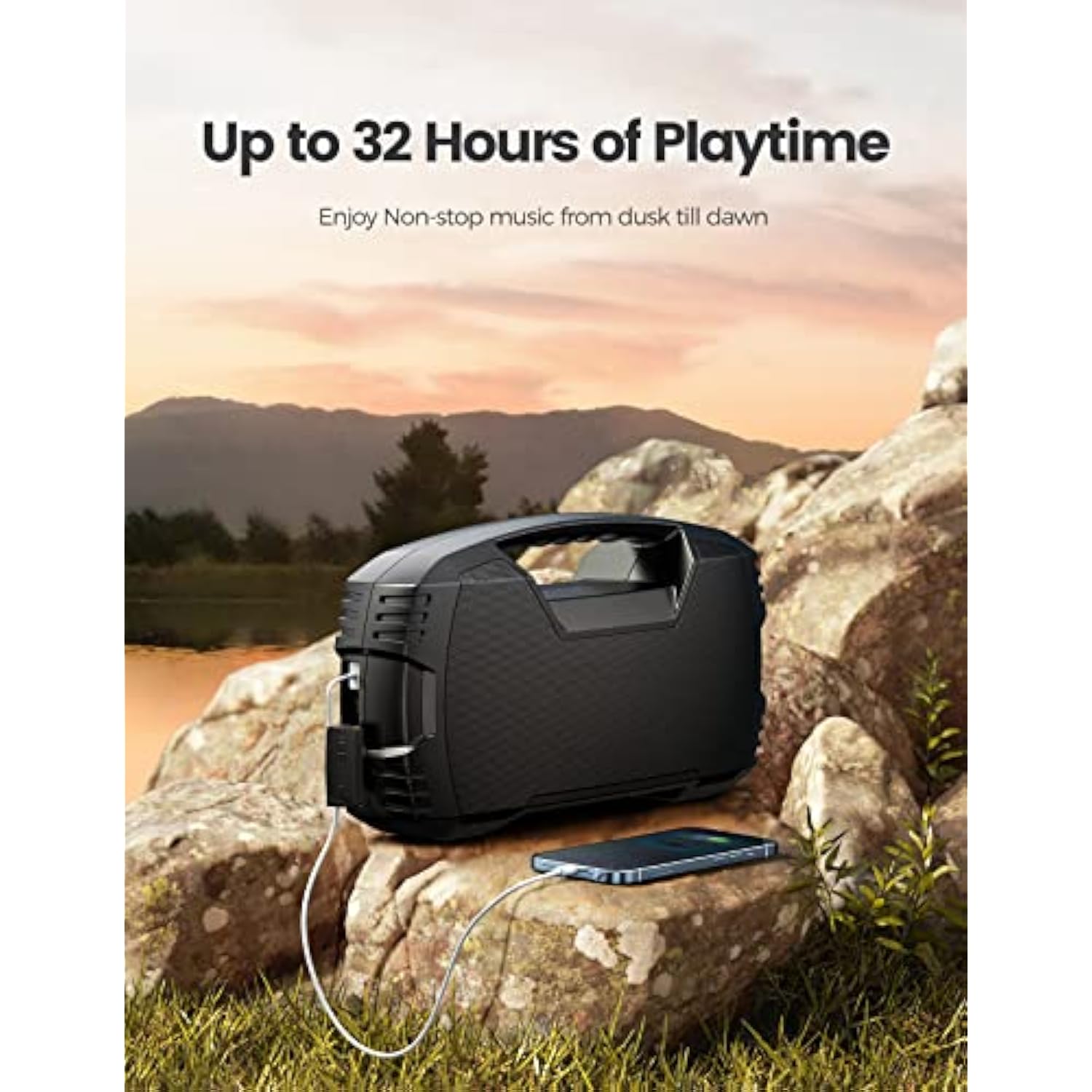 Portable Wireless Bluetooth Speaker, 40W (60W Peak) Loud Sound Ipx7 Waterproof Speakers, 32H Playtime, Outdoor Speaker, Rich Bass, Bt 5.0, Tws Pairing, Built-In Mic, For Party, Pool, Beach, Gifts