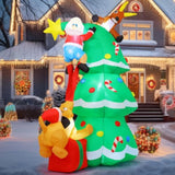 7.3Ft Christmas Inflatables Outdoor Decorations Blow Up Santa Claus Reindeer Dog Christmas Tree Inflatable With Built-In