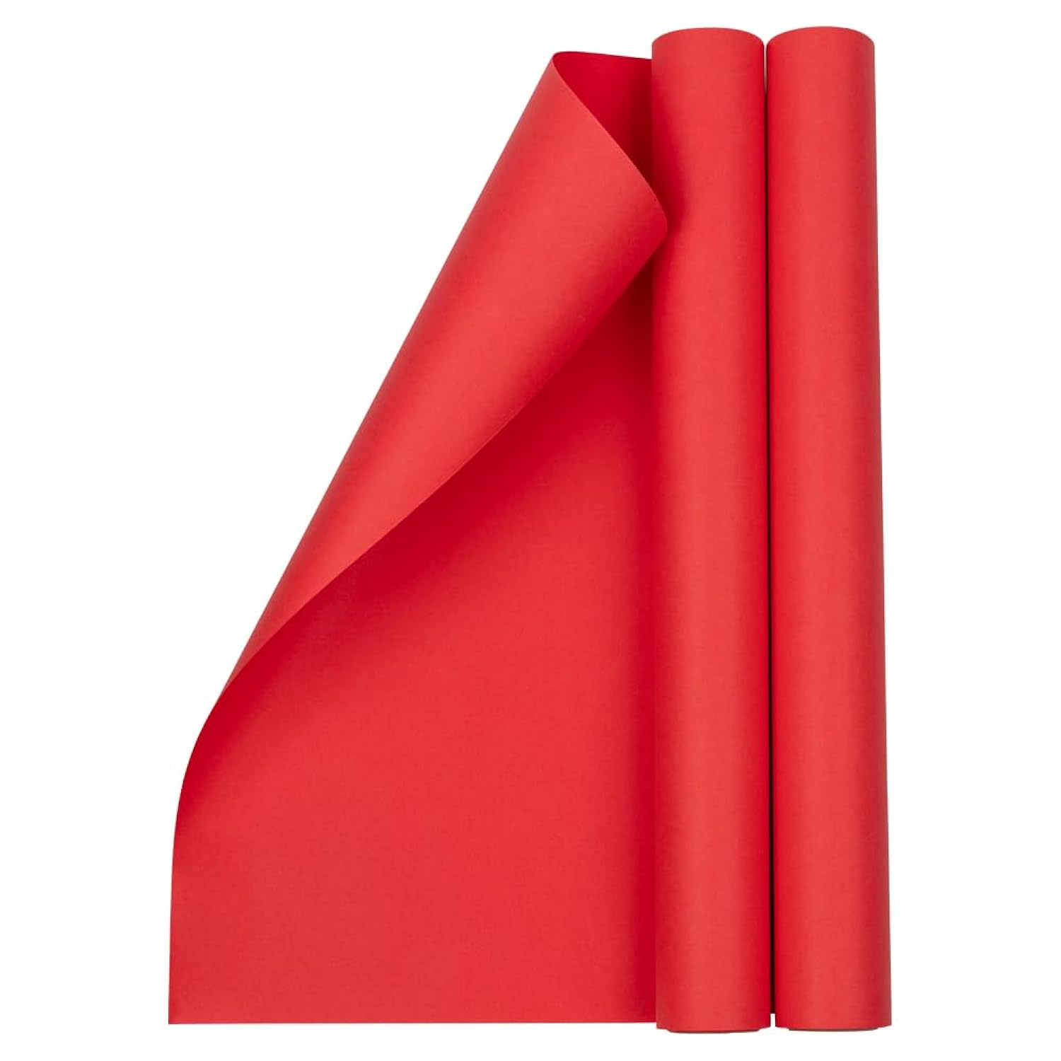 Gift Wrap - Matte Wrapping Paper - 52.6 Sq Ft Total (17 In X 18 Ft) - Matte Red - 2 Rolls/Pack