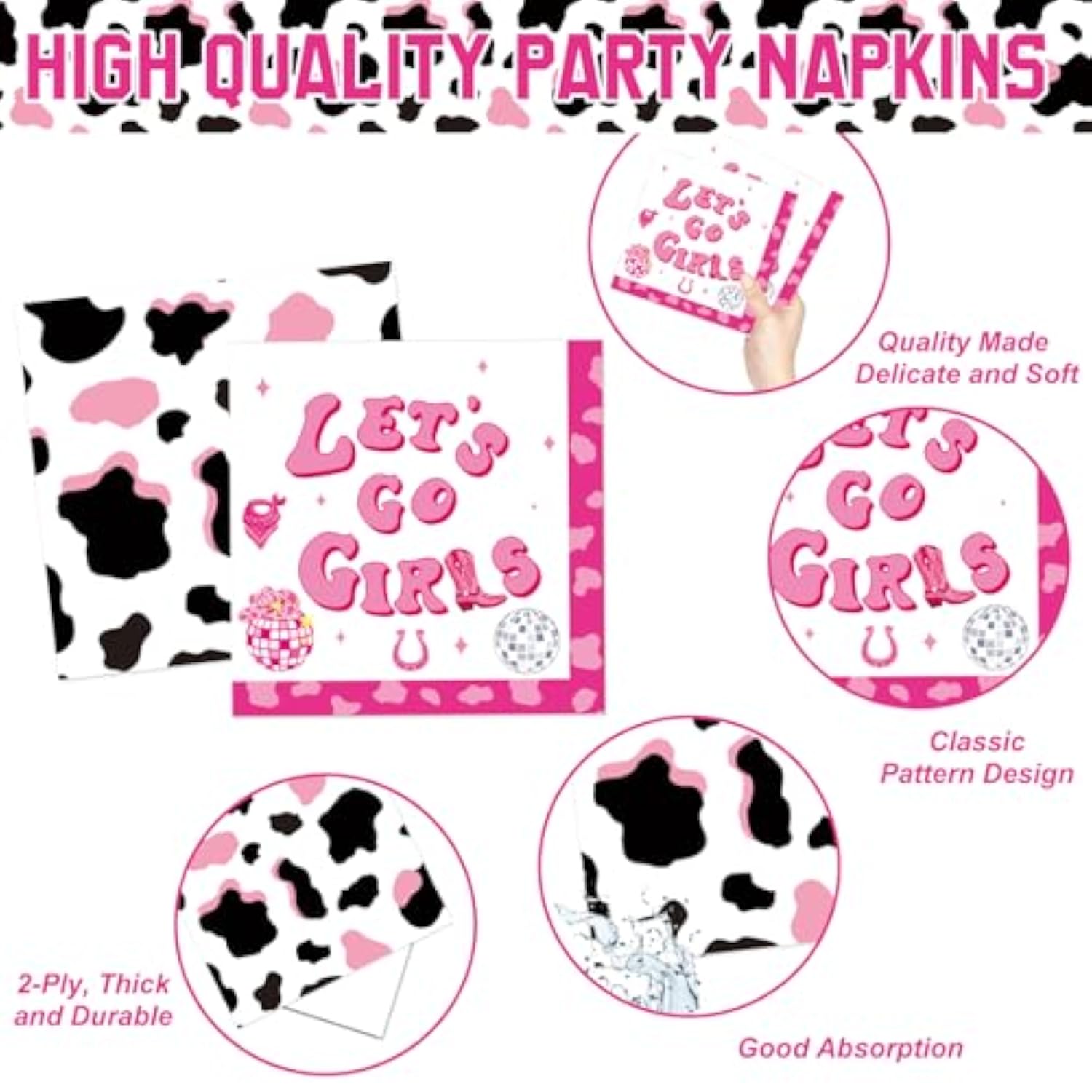 131PCS Cowgirl Birthday Party Supplies Set, Plates, Napkins, Cups & Decor for 24 Guests