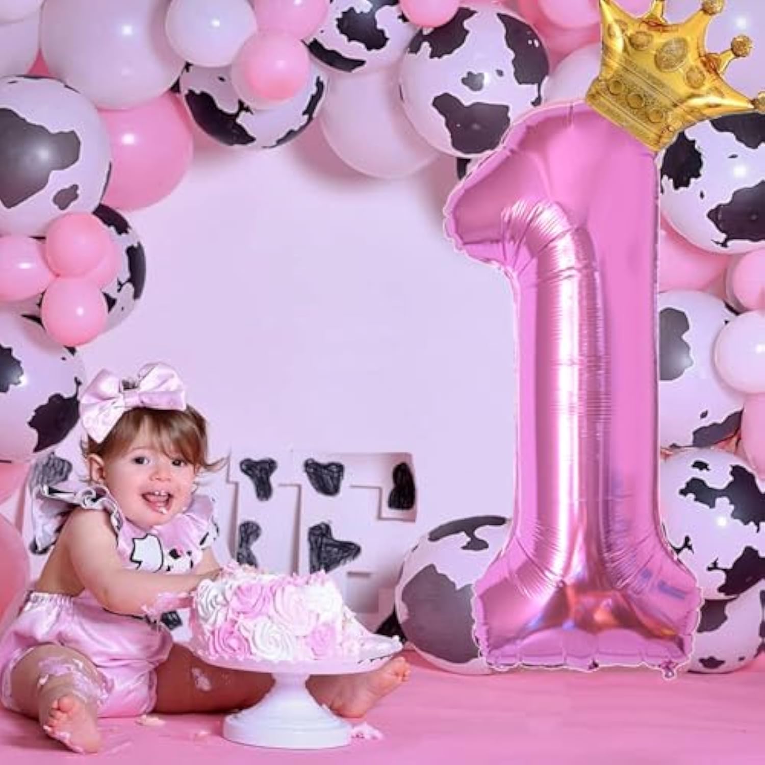 40" Hot Pink Number 4 Balloon with Mini Crown 4th Birthday Party Decor