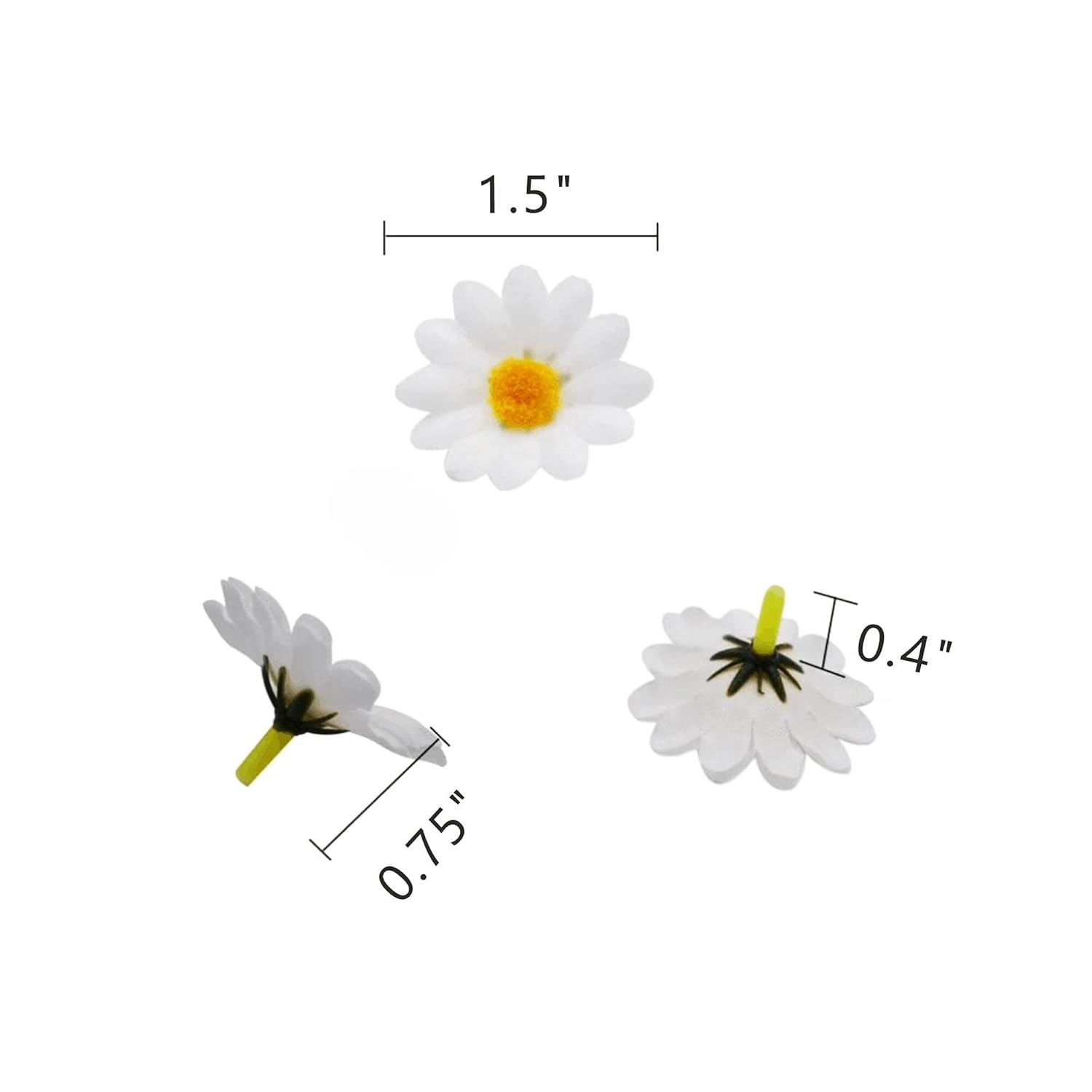 Artificial Daisy Heads 100Pcs Fake Daisy Petals White Gerbera Daisies Flowers Head For Diy Garland Craft Birthday Wedding Party Easter Bonnet Home Decoration