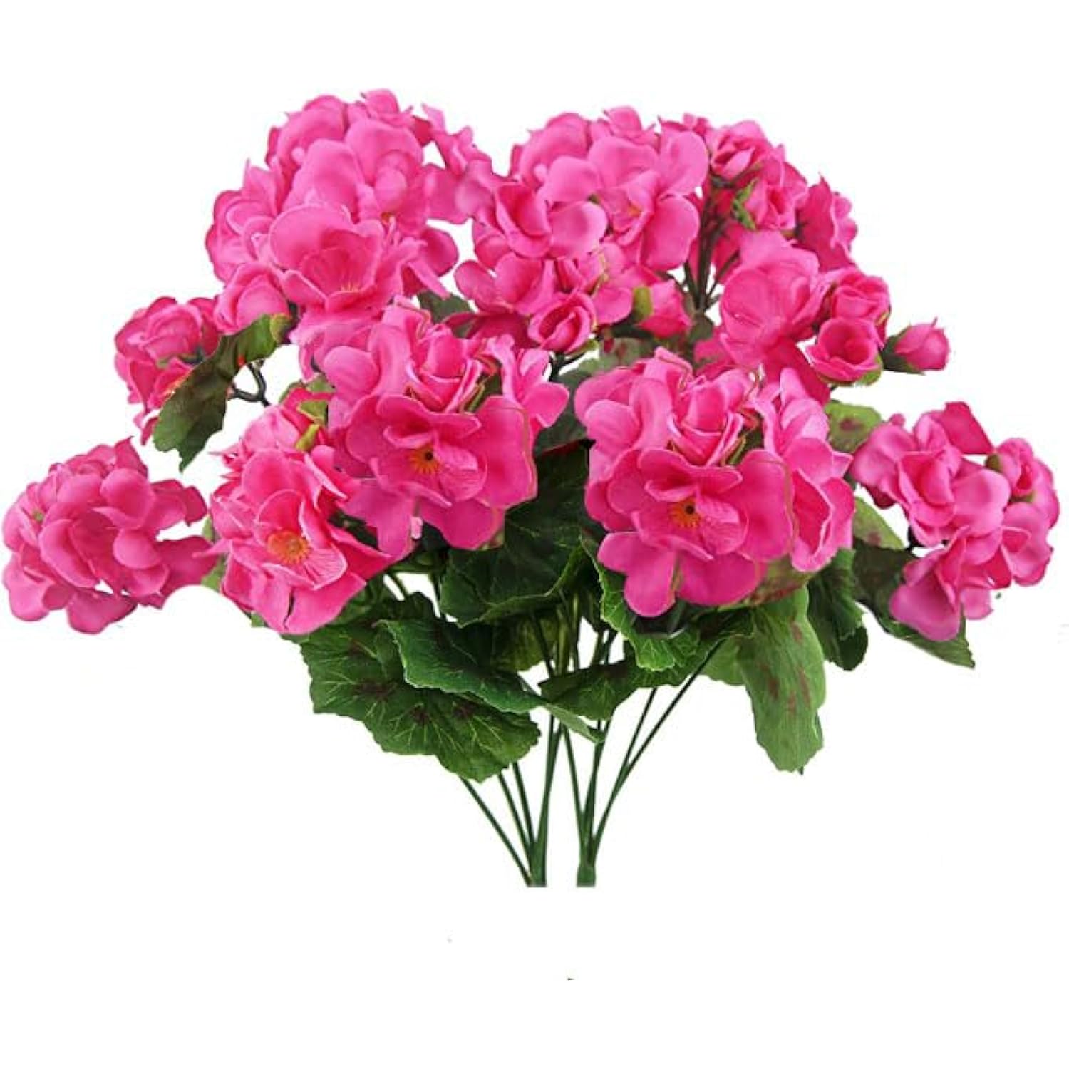 2Pcs Artificial Geraniums For Outdoor Silk Flowers Rose Red Artificial Geranium Bush Faux Flowers Red Geraniums For Floral Home Decor Indoor Garden Patio Grave Cemetary Vase Table Centerpiece…