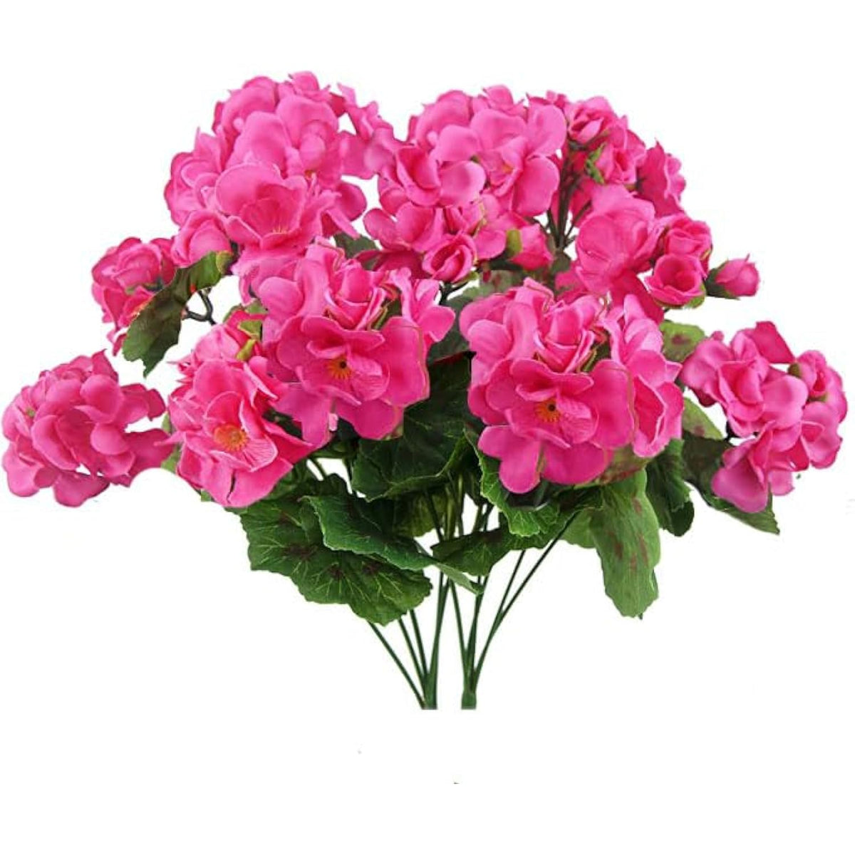 2Pcs Artificial Geraniums For Outdoor Silk Flowers Rose Red Artificial Geranium Bush Faux Flowers Red Geraniums For Floral Home Decor Indoor Garden Patio Grave Cemetary Vase Table Centerpiece…