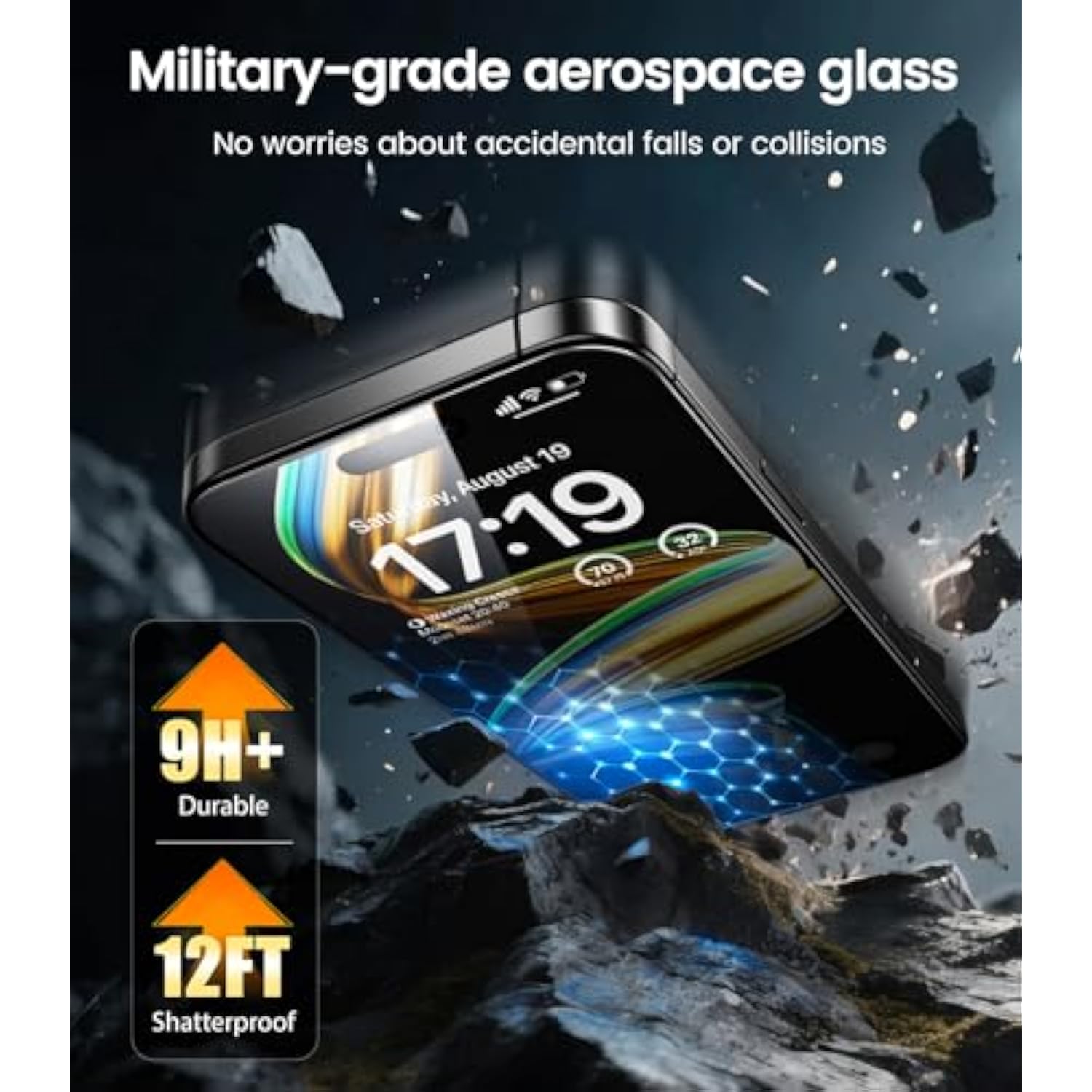 '-4 Pack For Iphone 15/Iphone 16 Screen Protector[6.1"] 9H+ Hardness 12Ft Military Grade Shatterproof Long Durable Tempered Glass Film With Flawless Fit Box, Hd Clear, Scratch Resistant