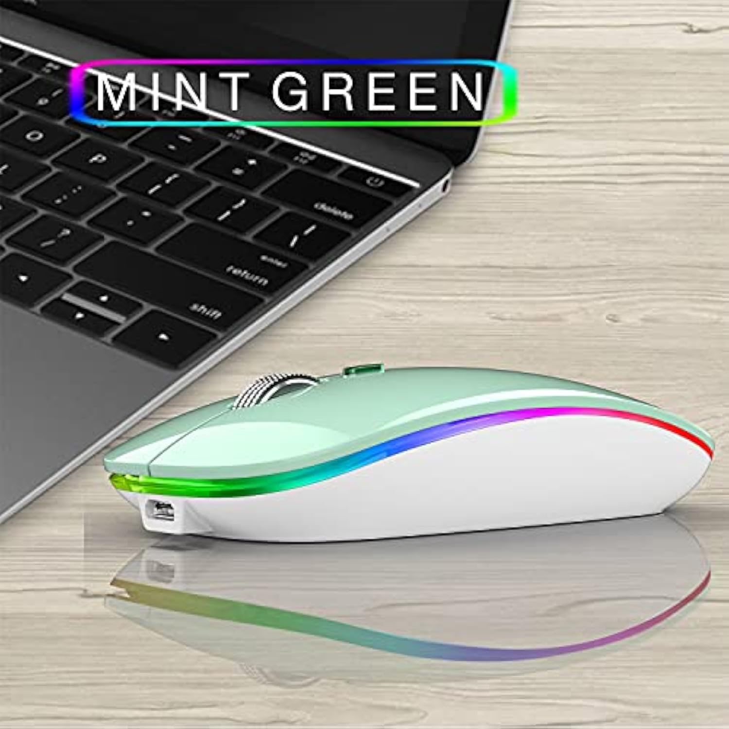 Led Wireless Mouse, G12 Slim Rechargeable Wireless Silent Mouse, 2.4G Portable
