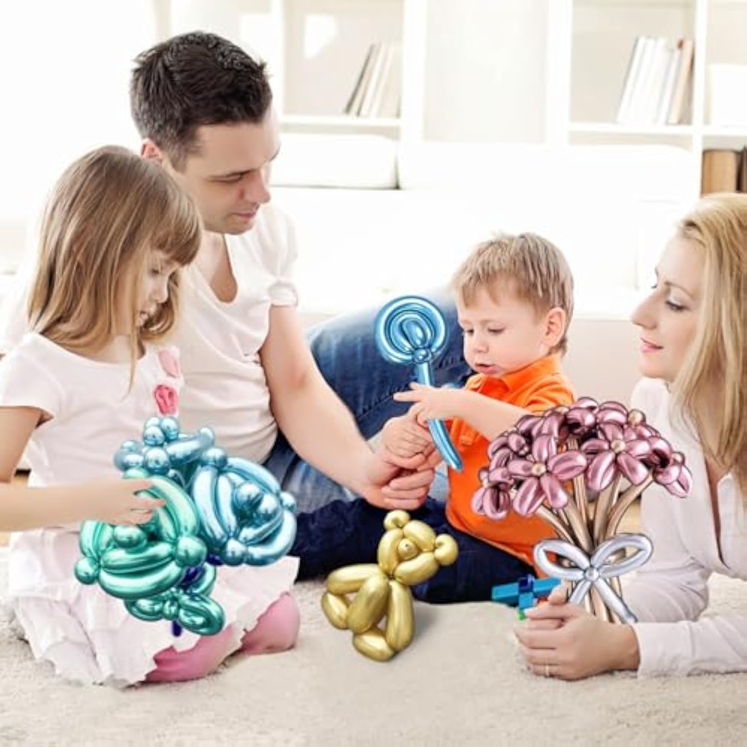 100 Pcs 260Q Balloons Kit With Pump - Kids Premium Latex Twisting Long Balloons To Make Animals Flowers, Metallic Assorted Balloons For Party Boys Girls Christmas Birthday Gifts Clowns Wedding Decor