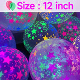 90 Pcs Uv Neon Balloons ,Neon Stars Glow Party Balloons Uv Black Light Balloons Glow In The Dark For Birthday Decorations Wedding Glow Party Supplies Blacklight Carnival Reactive Fluorescent Balloons